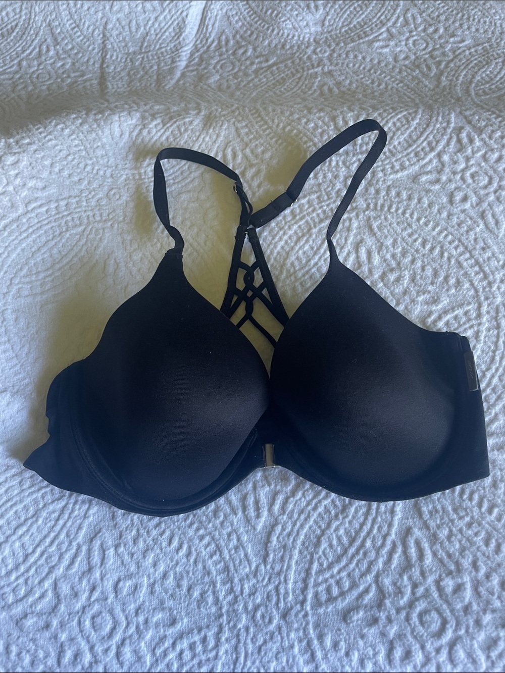 aerie Black Strappy Front-Closure Push-Up Bra